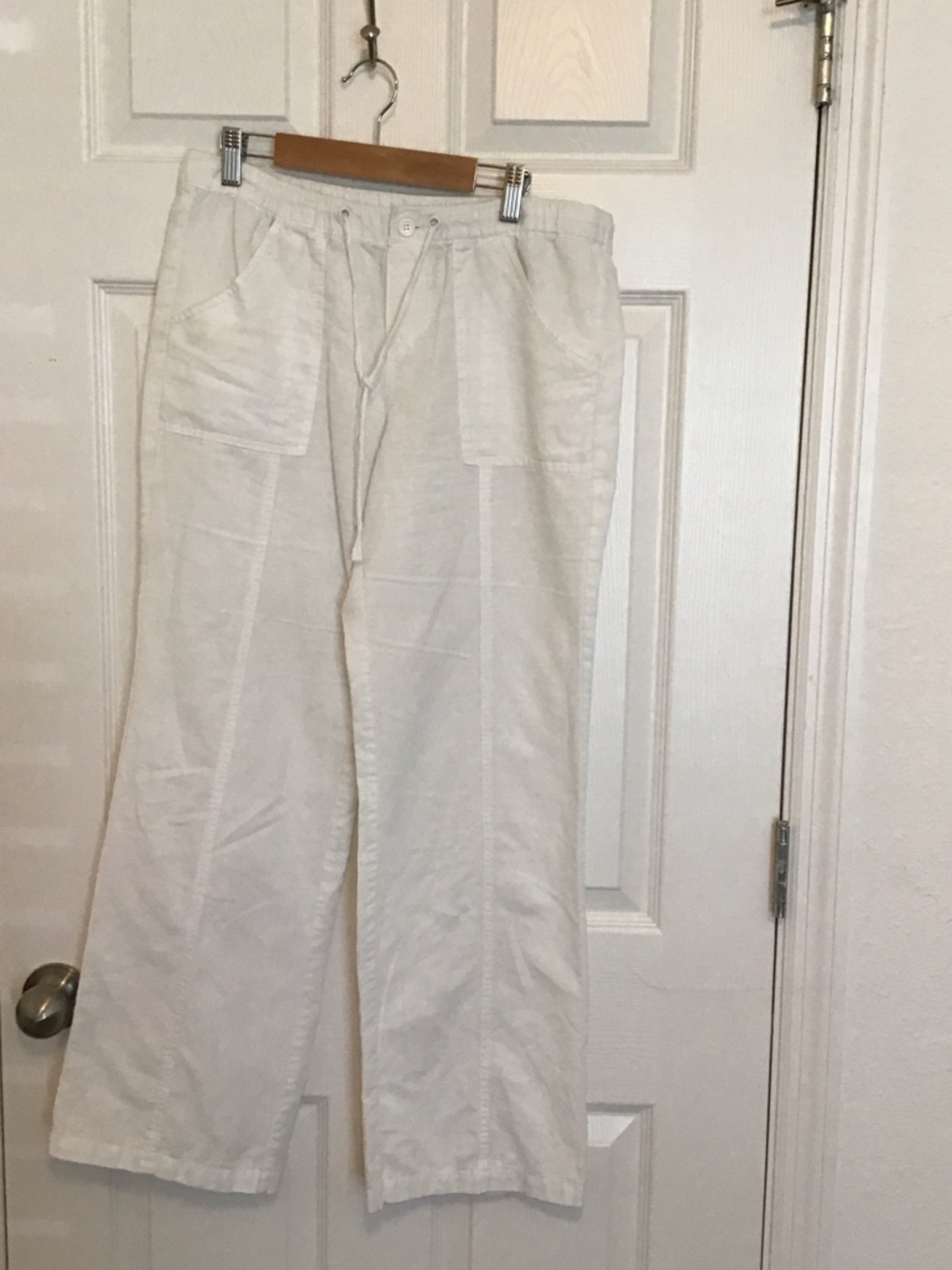 New York & Company Cream Wide Leg Drawstring Pants